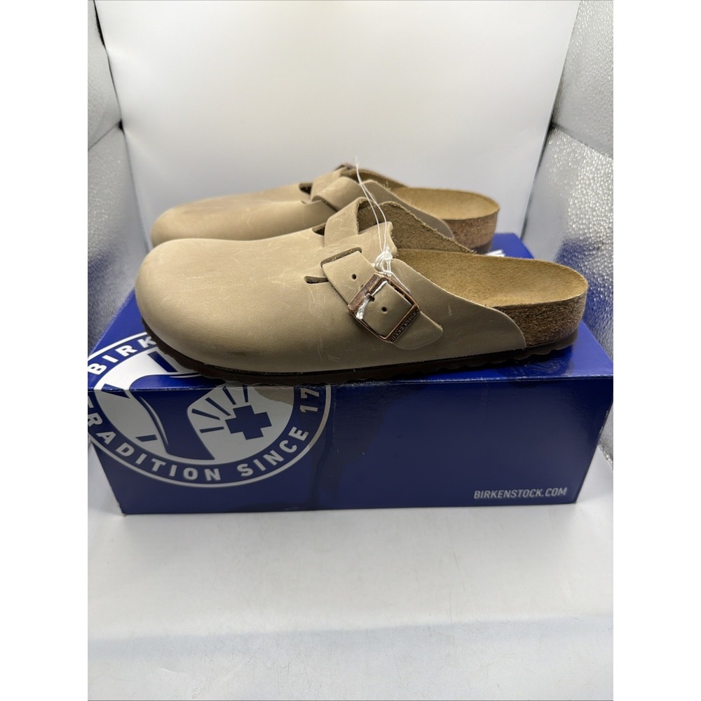 BIRKENSTOCK Boston Oiled Leather Sandal TOBACCO BROWN Size EU 40, US W9 M7 NIB